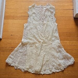 FREE PEOPLE, Ivory Daydream Lace Mini Dress & Slip Set, EUC, Women's S